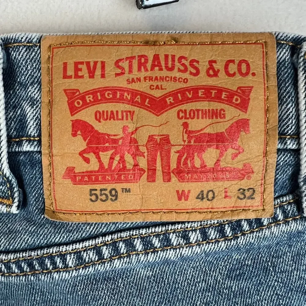 Levis 559 Jeans Mens 40x32 Blue Relaxed Straight Mid Rise‎ Medium Wash Denim Y2K